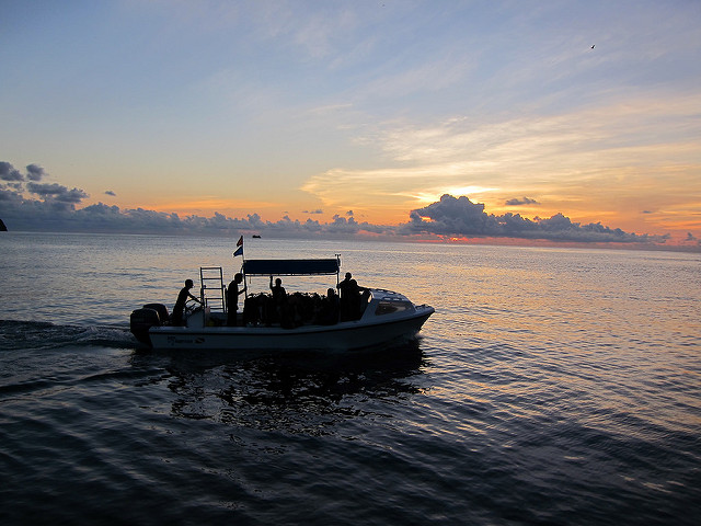 Dive Boat Heading Out For Night Dive