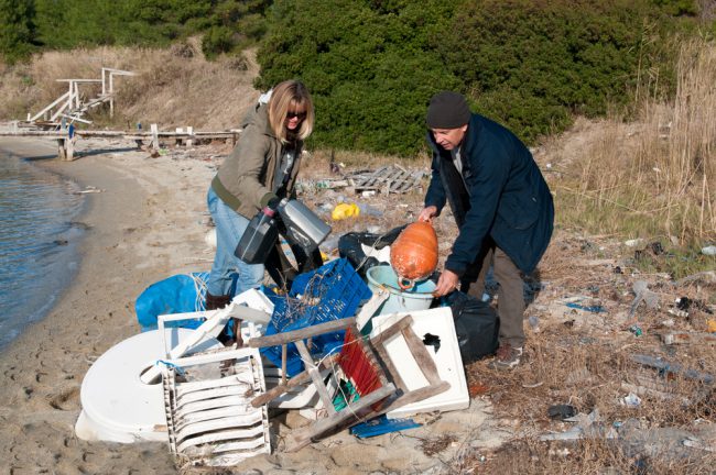 Piled Up Beach Rubbish