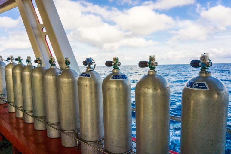 Scuba Tanks On Dive Boat
