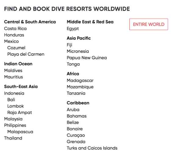 PADI Travel Book Dive Resorts Worldwide