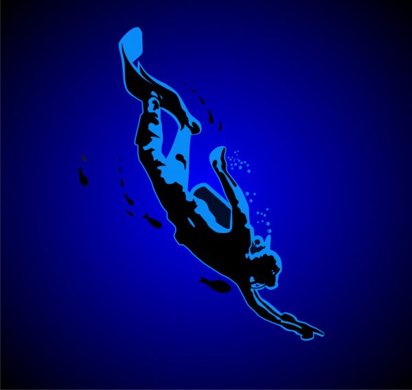 Silhouette of A Diver in A Negative Entry Dive