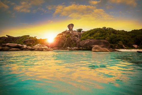 Beautiful Sunset of Island in Similan National Park Thailand