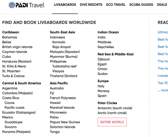 PADI Travel Book a Liveaboard Worldwide